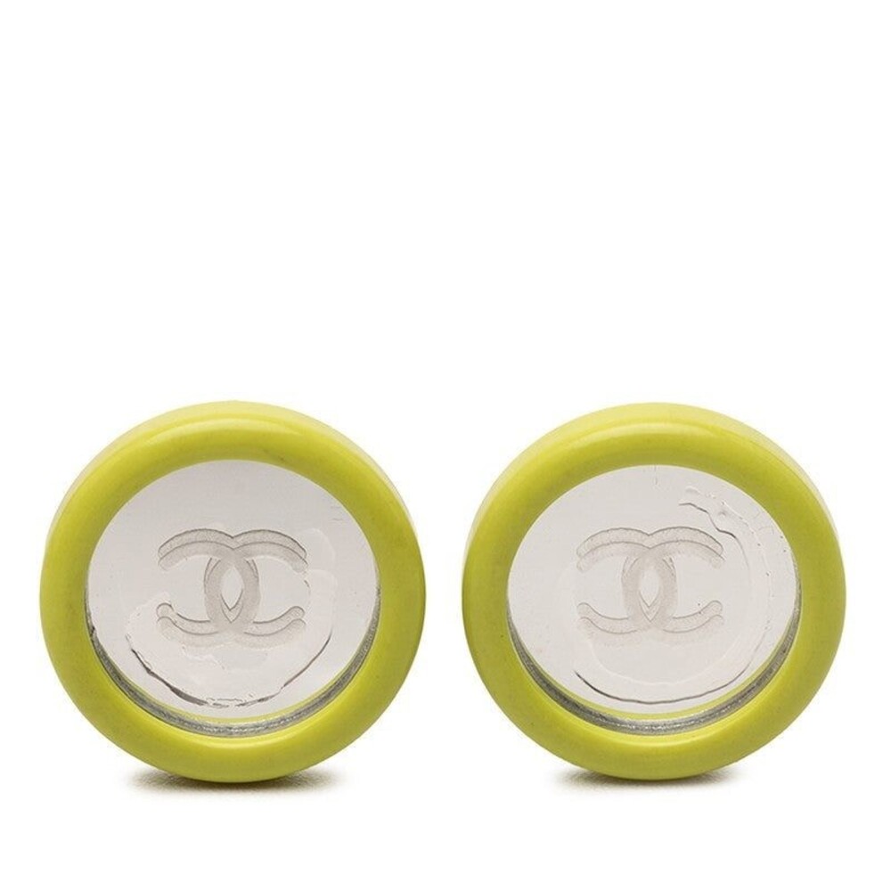 Chanel CC Logo Mirror Plated Plastic Earrings Gold